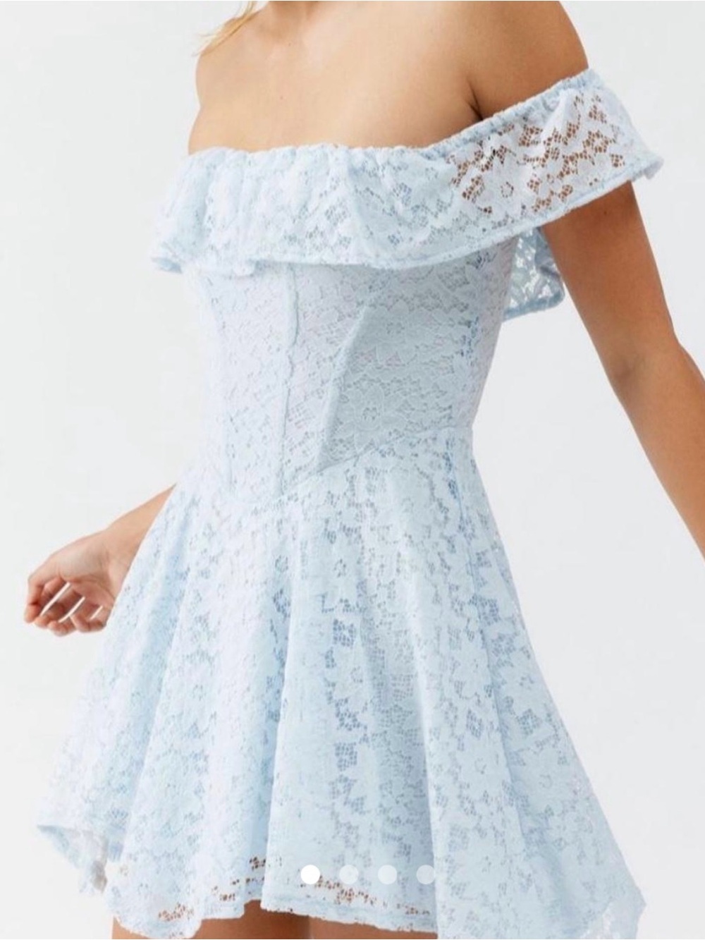 Kimchi Blue Light Blue Lace Corset Mini Dress | Size XS